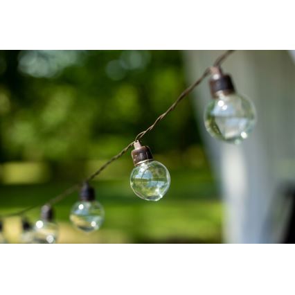 Ghirlandă solară decorativă cu 30 LED, 8 funcții, acumulator 500 mAh, 10,6 m, IP67, alb cald