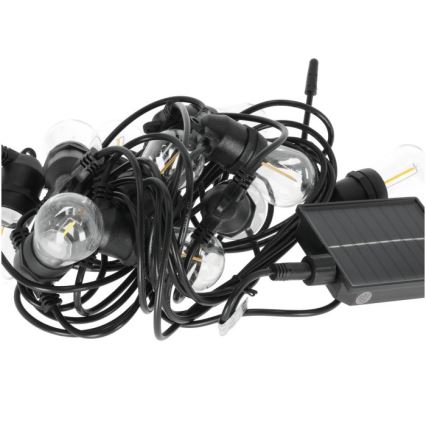 Ghirlandă LED solară reglabilă STARLIGHT NEO, 20 x E27, 3,7 V, 2700 K, IP54, 2400 mAh, 21,5 m + telecomandă