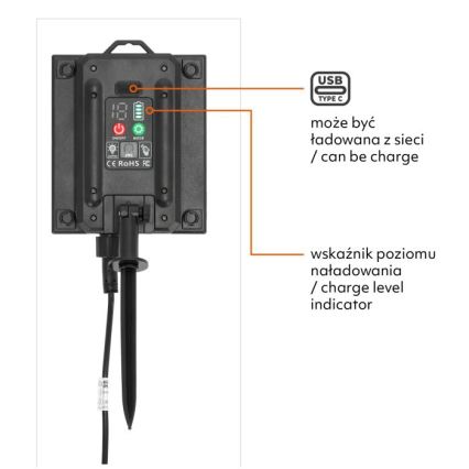 Ghirlandă LED solară reglabilă STARLIGHT NEO, 20 x E27, 3,7 V, 2700 K, IP54, 2400 mAh, 21,5 m + telecomandă