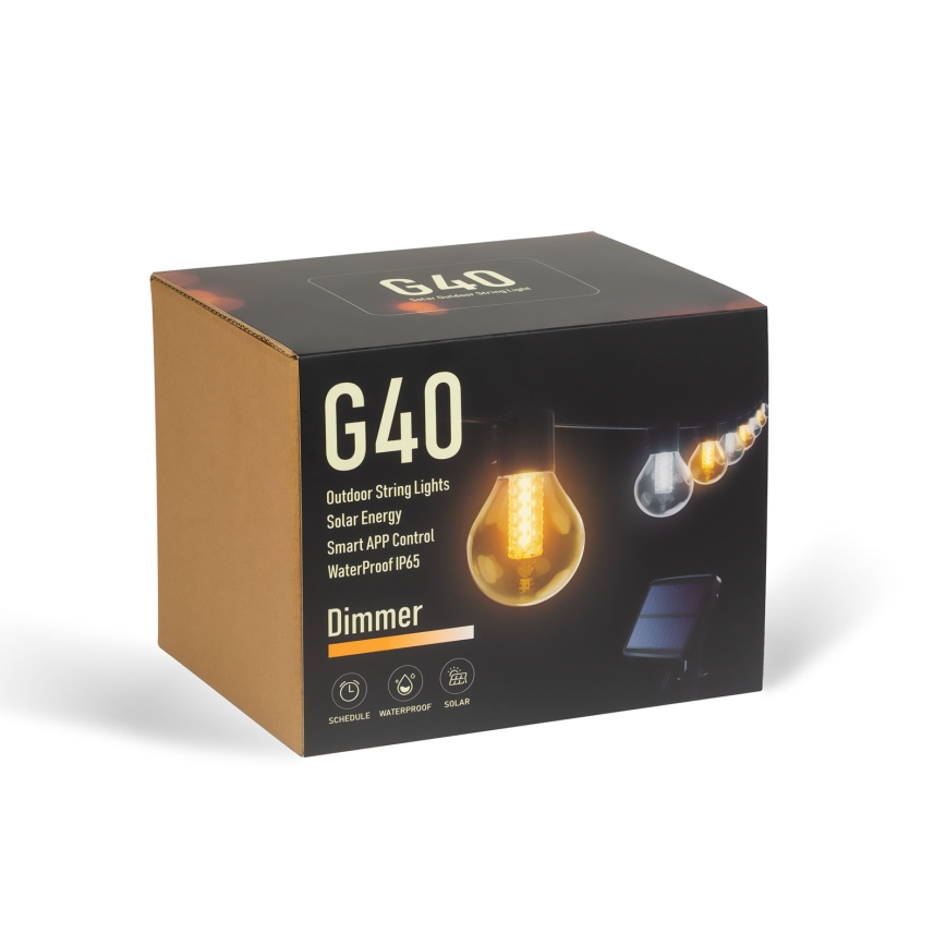Ghirlandă solară LED reglabilă 15xLED/1,5W/3,7/5V 2700-10000K 2200 mAh 9 m IP65 neagră + telecomandă