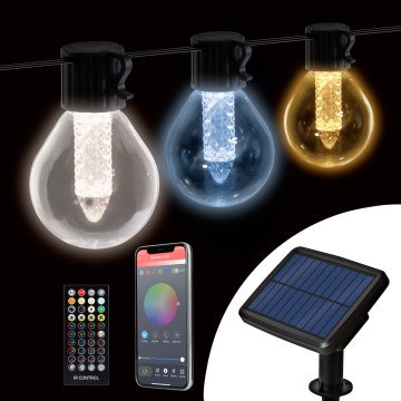 Ghirlandă solară LED reglabilă 15xLED/1,5W/3,7/5V 2700-10000K 2200 mAh 9 m IP65 neagră + telecomandă
