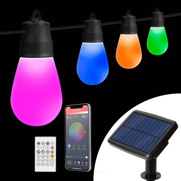 Ghirlandă solară LED RGBIC reglabilă 15xLED/1,3W/3,7/5V 2200 mAh 8 m IP65 negru + telecomandă