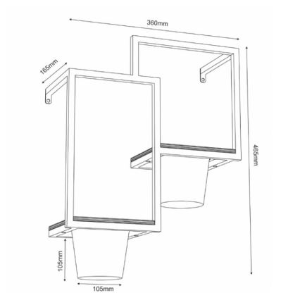 Ghiveci de flori de perete 46x36 cm negru