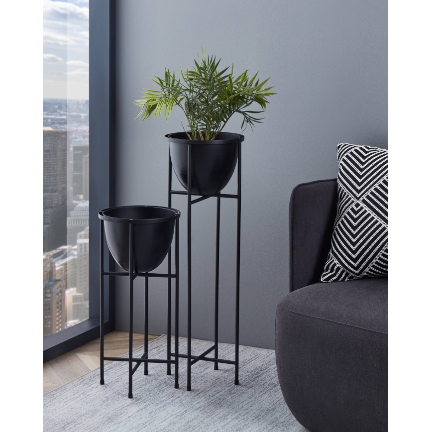 Ghiveci de flori metalic Eglo 73x23,5 cm negru