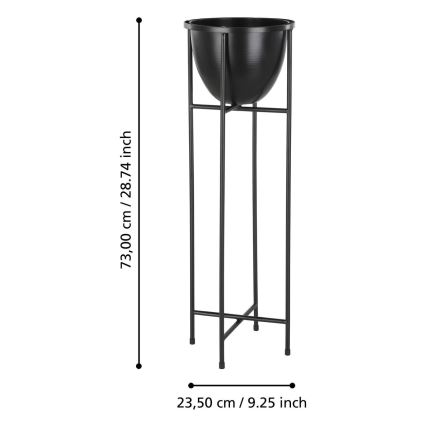 Ghiveci de flori metalic Eglo 73x23,5 cm negru