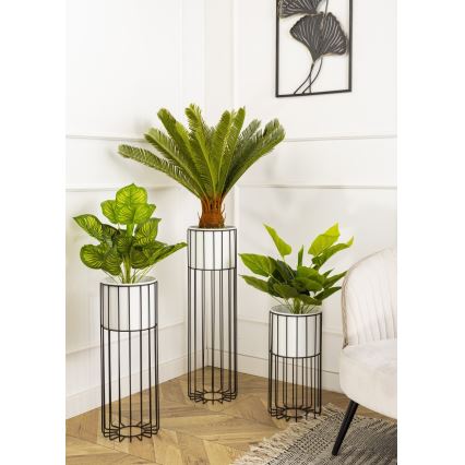 Ghiveci metalic de flori LOFT 42x20 cm negru/alb