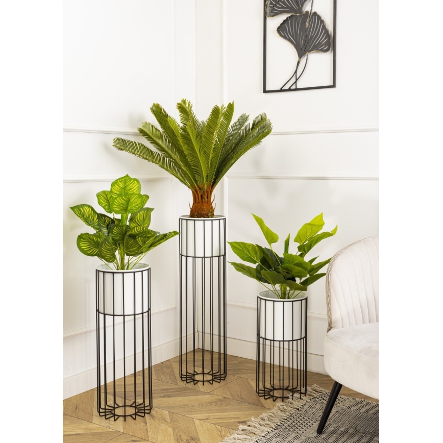 Ghiveci metalic de flori LOFT 42x20 cm negru/alb