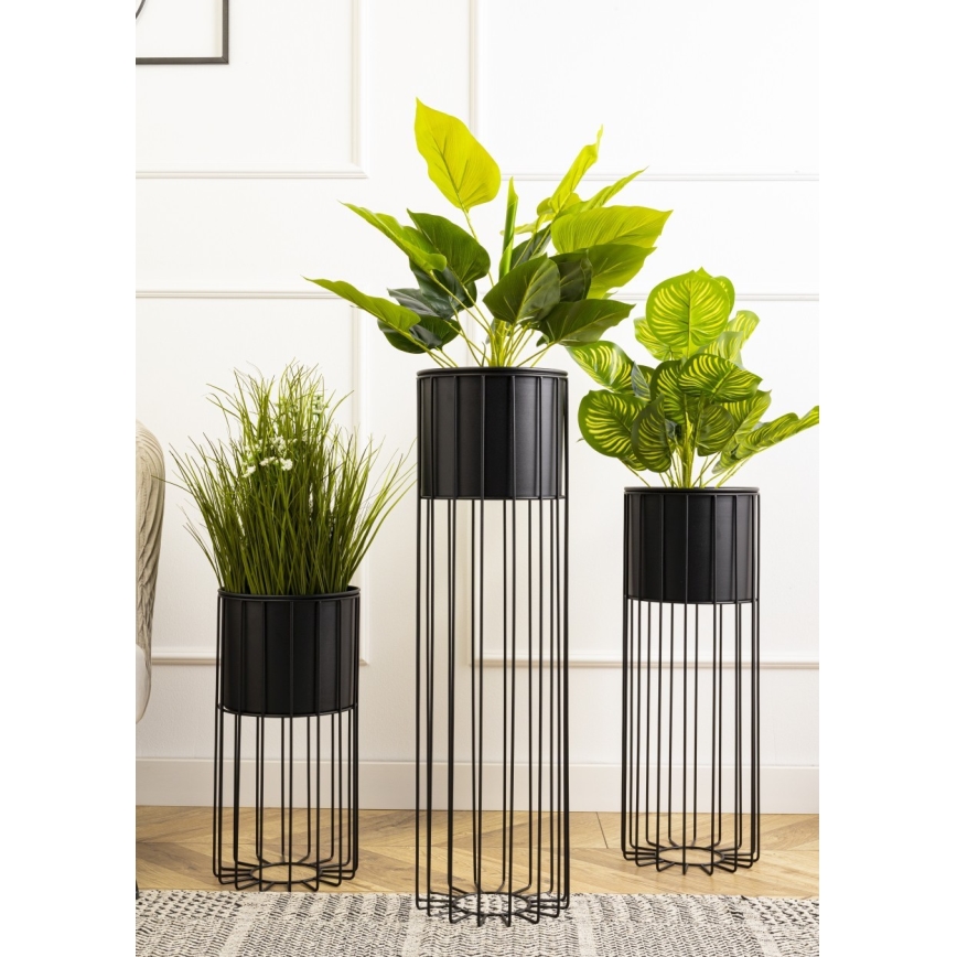 Ghiveci metalic de flori LOFT 42x20 cm negru
