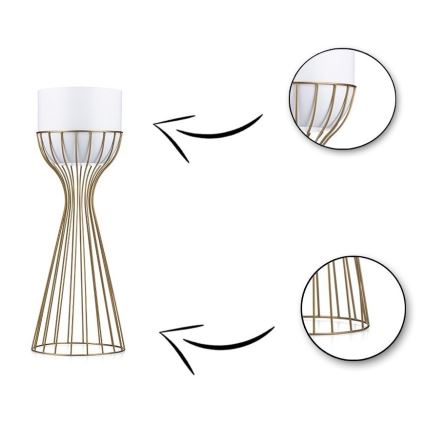 Ghiveci metalic de flori LOFT 46x20 cm auriu/alb