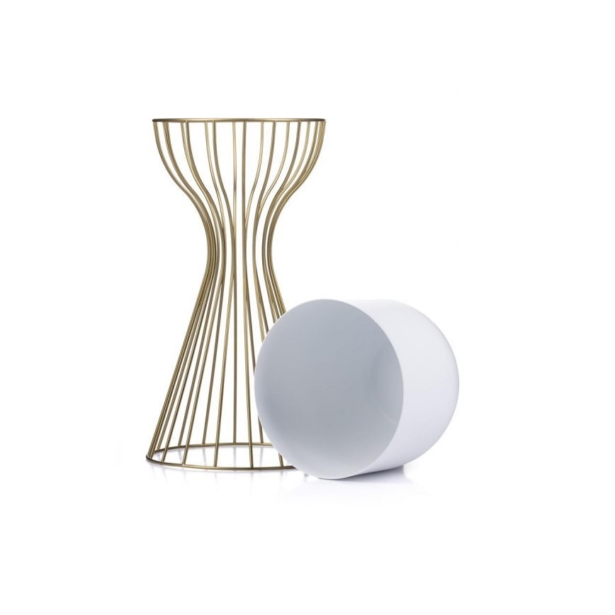 Ghiveci metalic de flori LOFT 46x20 cm auriu/alb