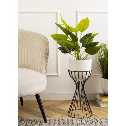 Ghiveci metalic de flori LOFT 46x20 cm negru/alb