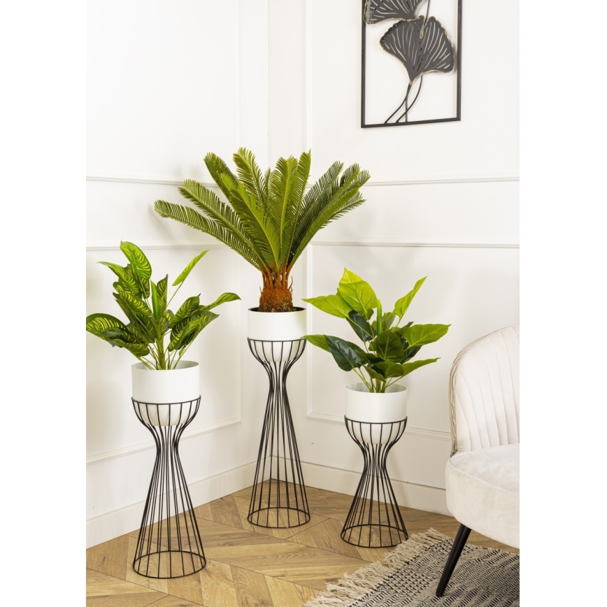 Ghiveci metalic de flori LOFT 46x20 cm negru/alb