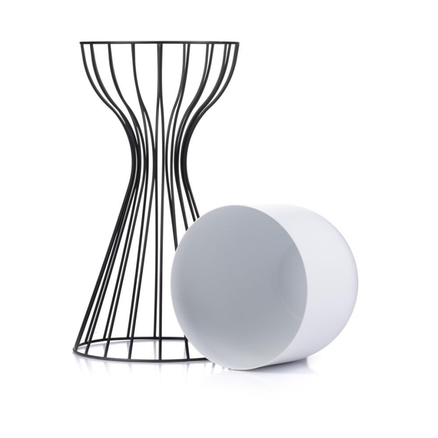 Ghiveci metalic de flori LOFT 46x20 cm negru/alb