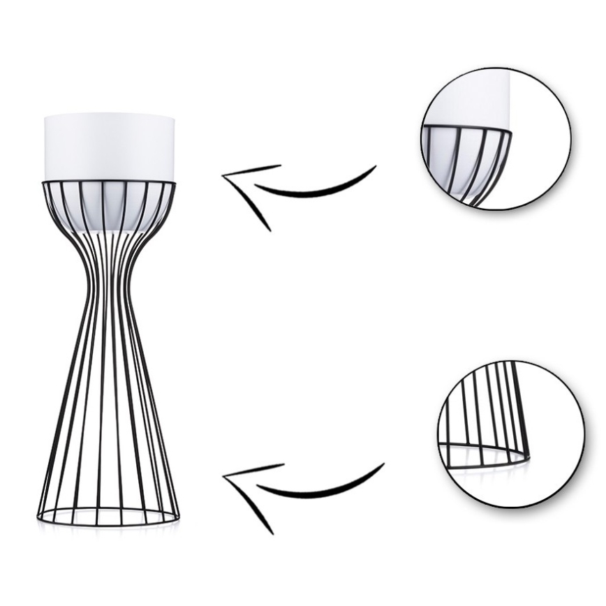 Ghiveci metalic de flori LOFT 46x20 cm negru/alb