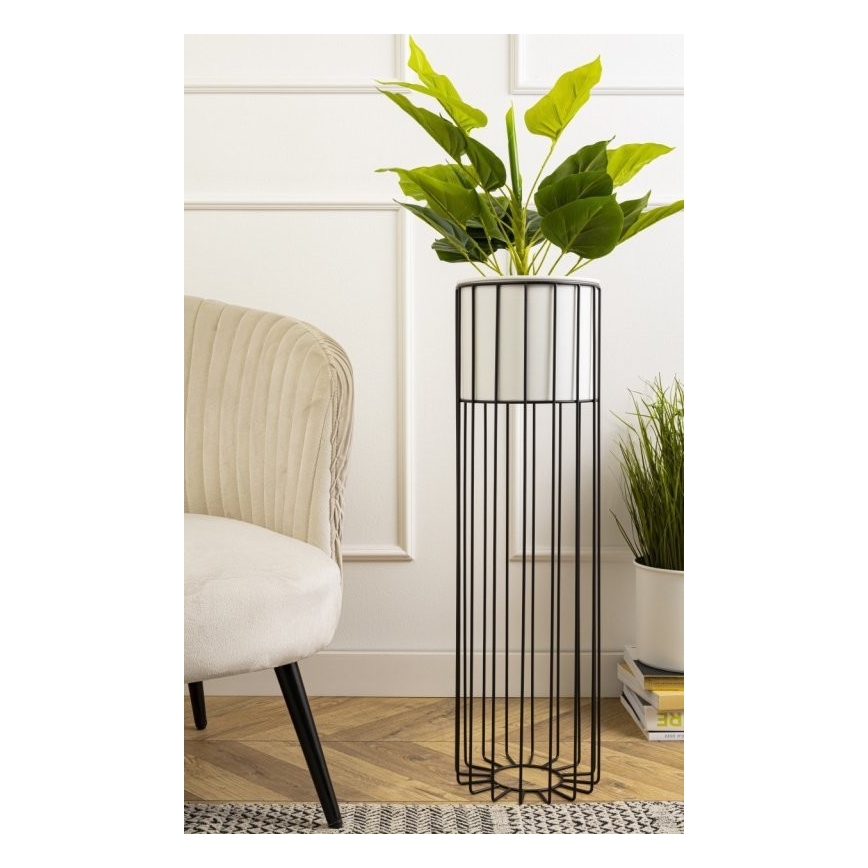 Ghiveci metalic de flori LOFT 70x20 cm negru/alb