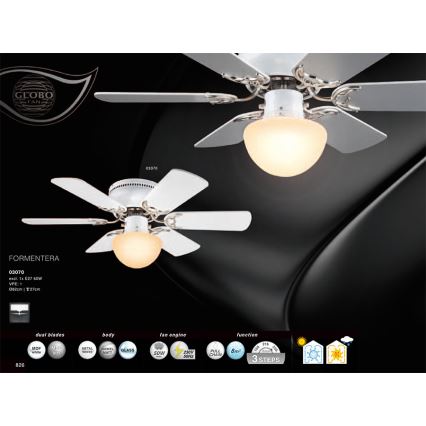 Globo 03070 - Ventilator pentru tavan FORMENTERA 1xE27/60W/230V