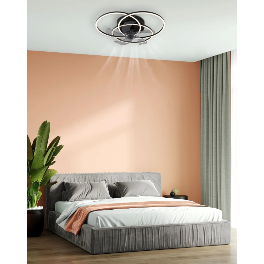 Globo - Ventilator de tavan LED cu lumină reglabilă, 40W/230V, 3000-6500K, negru, cu telecomandă