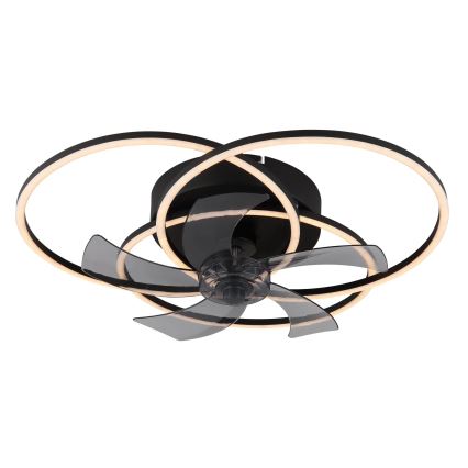 Globo - Ventilator de tavan LED cu lumină reglabilă, 40W/230V, 3000-6500K, negru, cu telecomandă