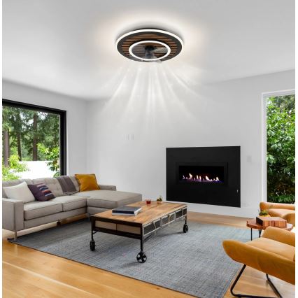 Globo - Ventilator de tavan cu LED dimabil, 36W, 230V, 2700-6000K, negru, cu telecomandă