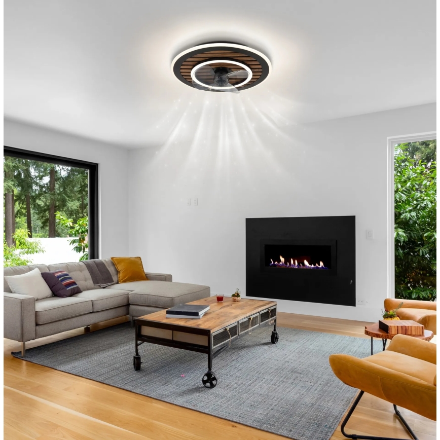 Globo - Ventilator de tavan cu LED dimabil, 36W, 230V, 2700-6000K, negru, cu telecomandă
