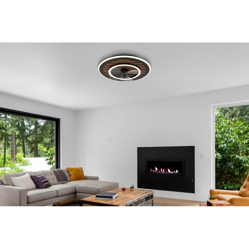 Globo - Ventilator de tavan cu LED dimabil, 36W, 230V, 2700-6000K, negru, cu telecomandă