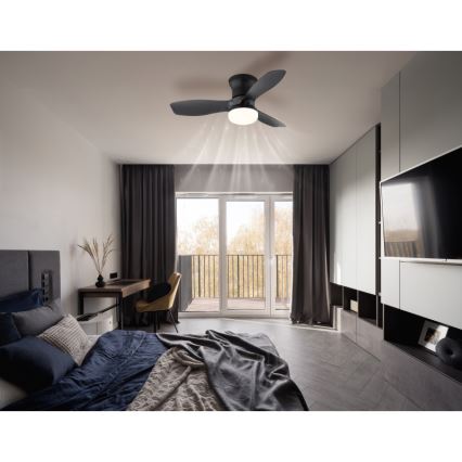 Globo - Ventilator de tavan dimabil LED/15W/230V 2700-6500K negru + telecomandă