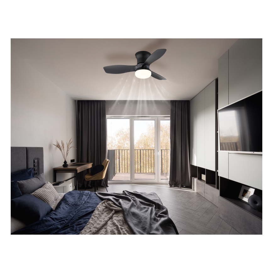 Globo - Ventilator de tavan dimabil LED/15W/230V 2700-6500K negru + telecomandă