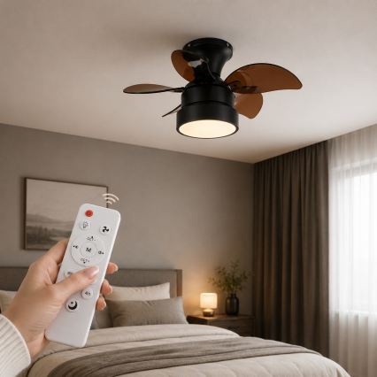 Globo - Ventilator de tavan cu LED dimabil/22W/230V 3000/4500/6000K maro + telecomandă
