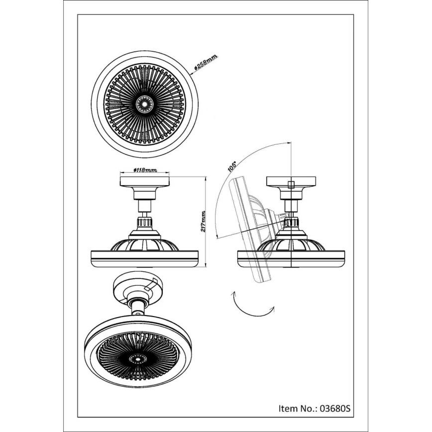 Globo - Ventilator de tavan LED dimmabil, 20W, 230V, 3000-6500K, negru + telecomandă