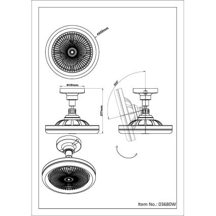 Globo - Ventilator de tavan LED dimabil, 20W, 230V, 3000-6500K, alb + telecomandă