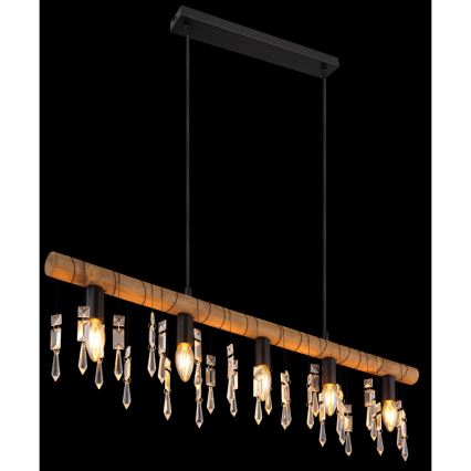 Globo 15532-5H - Lustră suspendată pe cablu KIRA 5xE14/40W/230V negru/maro