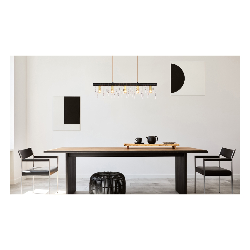 Globo 15532-5HB - Candelabru suspendat pe cablu KIRA, 5xE14/40W/230V, negru