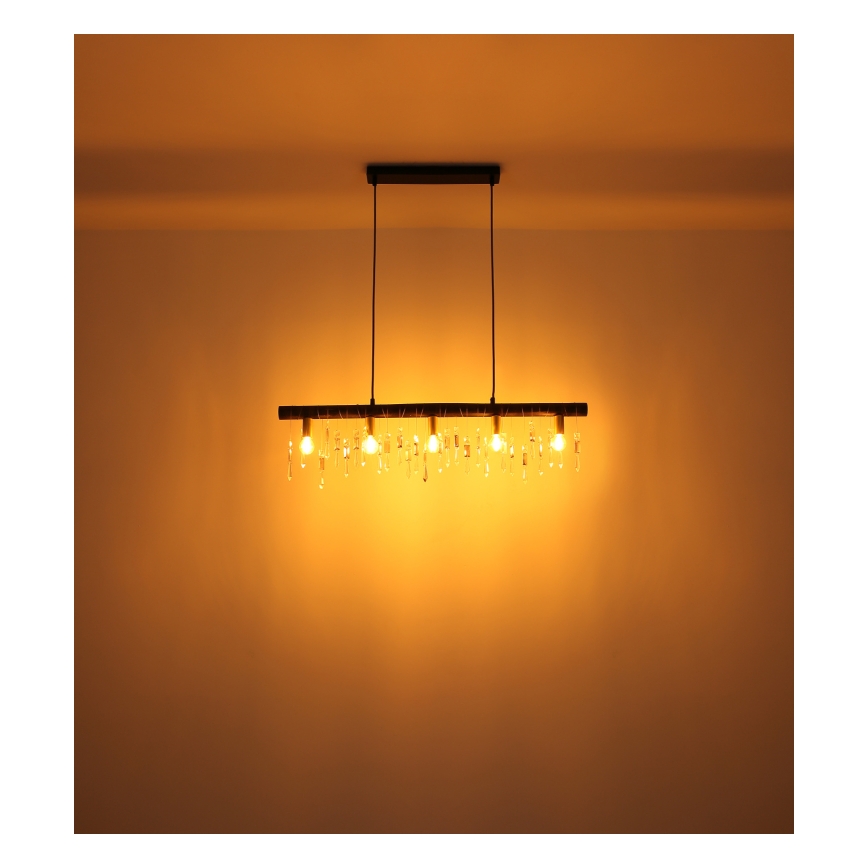 Globo 15532-5HB - Candelabru suspendat pe cablu KIRA, 5xE14/40W/230V, negru