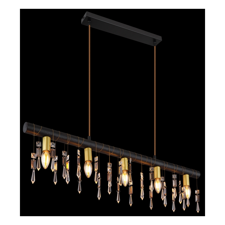 Globo 15532-5HB - Candelabru suspendat pe cablu KIRA, 5xE14/40W/230V, negru