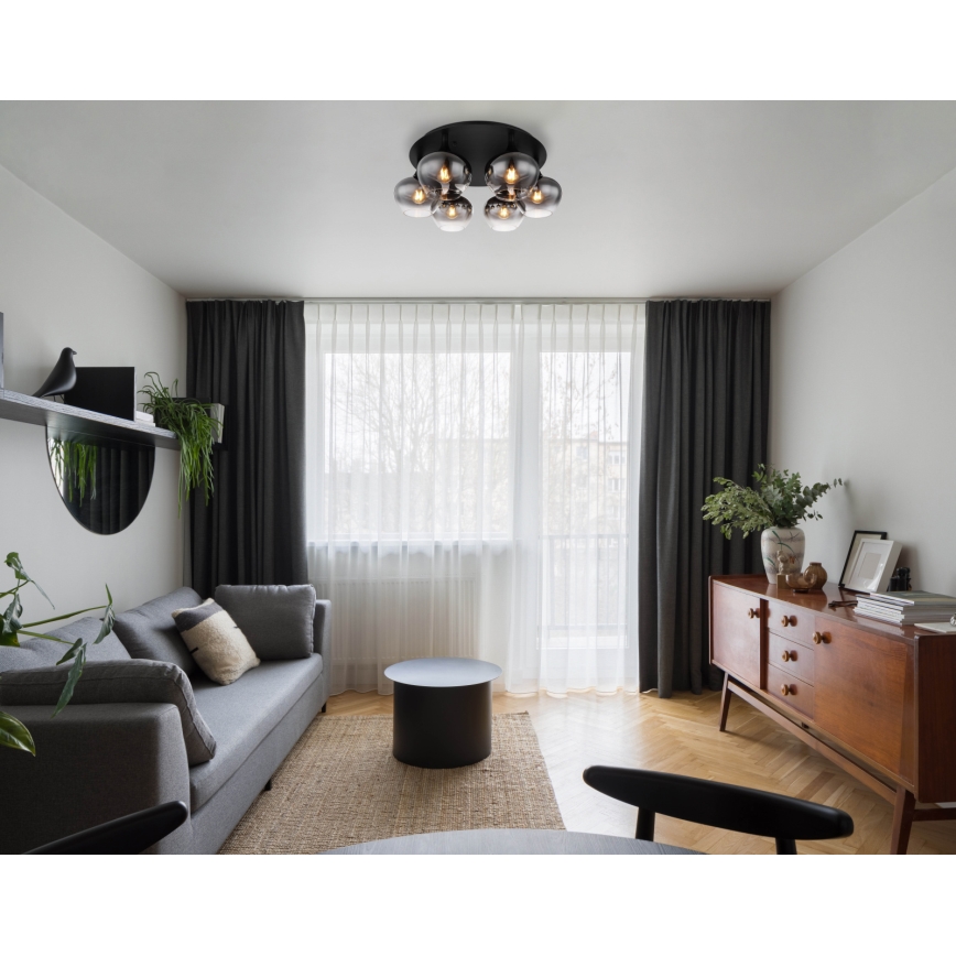 Globo - Lustră aplicată 6xE27/40W/230V, Ø 65 cm, negru