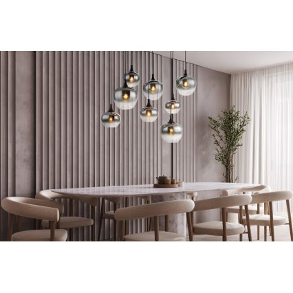 Globo - Lampă suspendată pe cablu 8xE27/40W/230V neagră