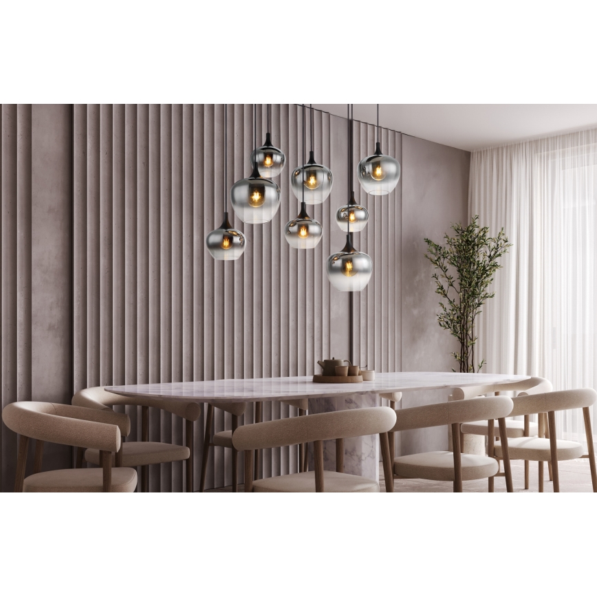 Globo - Lampă suspendată pe cablu 8xE27/40W/230V neagră