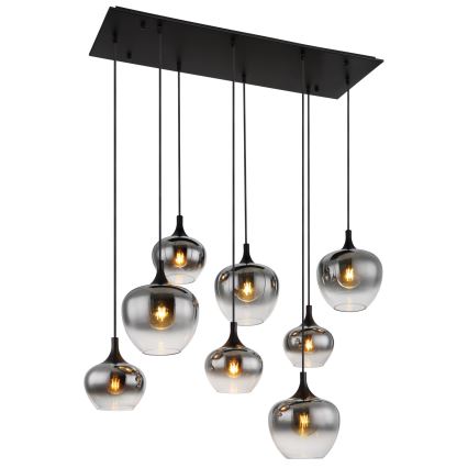 Globo - Lampă suspendată pe cablu 8xE27/40W/230V neagră