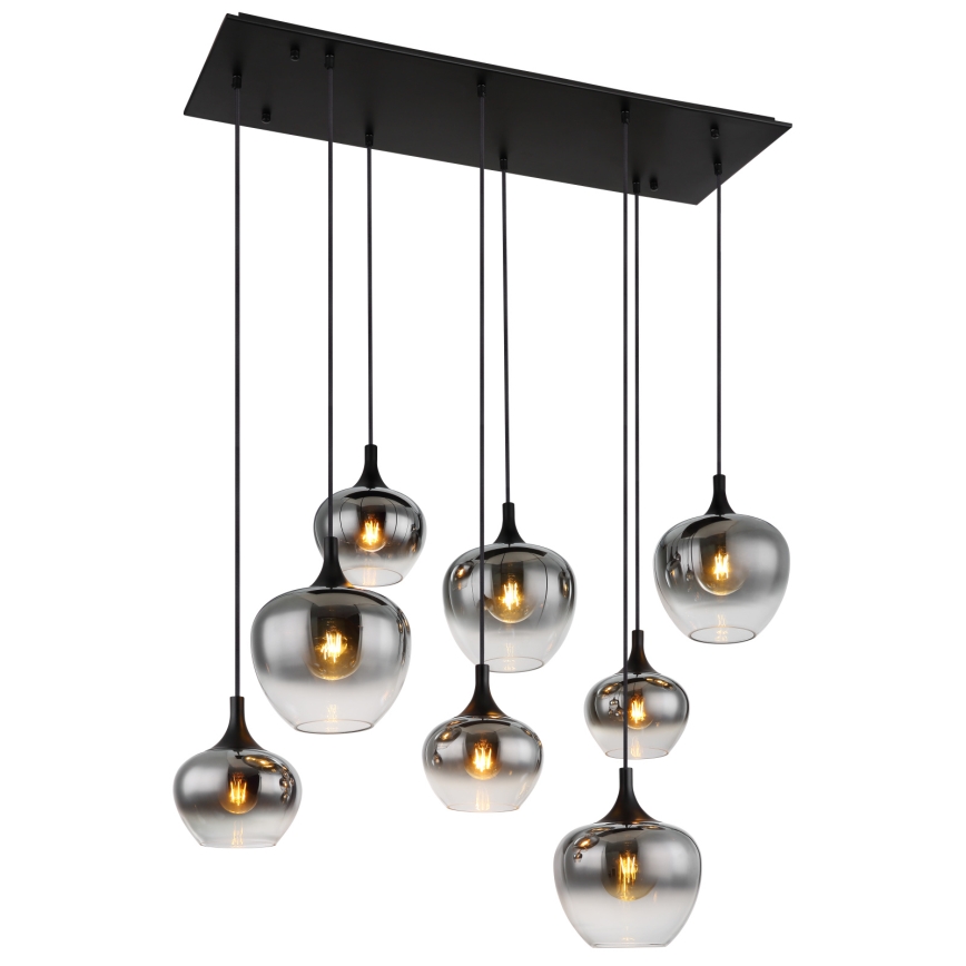Globo - Lampă suspendată pe cablu 8xE27/40W/230V neagră
