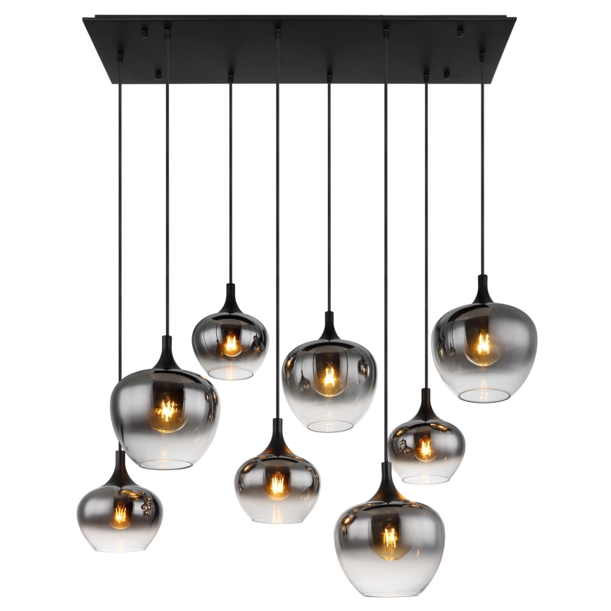 Globo - Lampă suspendată pe cablu 8xE27/40W/230V neagră