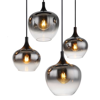 Globo - Lampă suspendată pe cablu 8xE27/40W/230V neagră