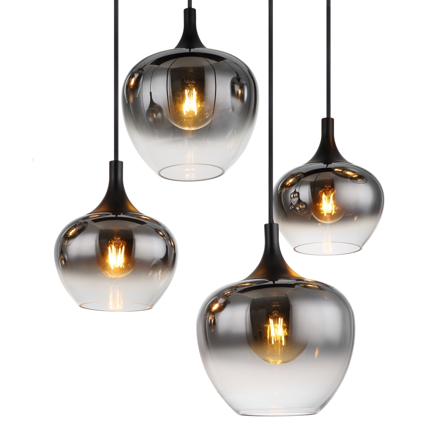Globo - Lampă suspendată pe cablu 8xE27/40W/230V neagră