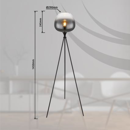 Globo - Lampă de podea 1xE27/60W/230V neagră