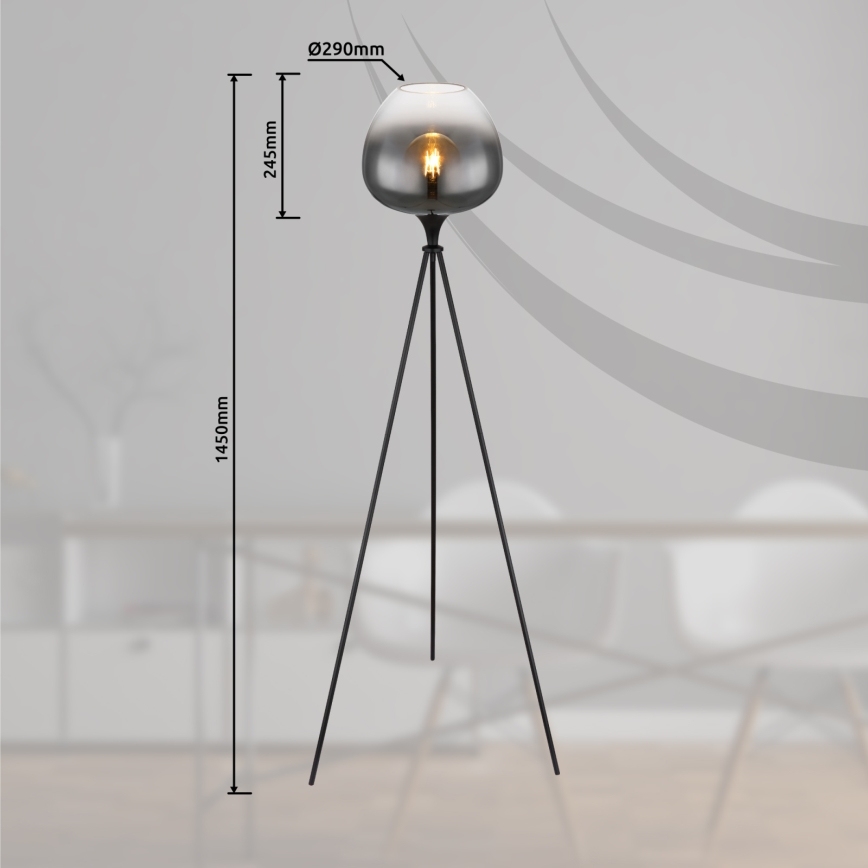 Globo - Lampă de podea 1xE27/60W/230V neagră