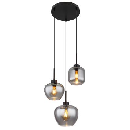 Globo - Lustră suspendată pe cablu 3xE27/40W/230V negru