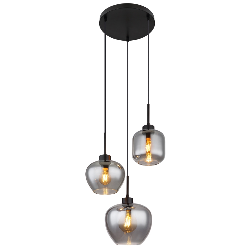Globo - Lustră suspendată pe cablu 3xE27/40W/230V negru