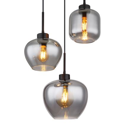 Globo - Lustră suspendată pe cablu 3xE27/40W/230V negru
