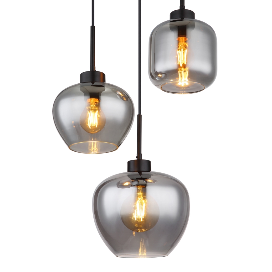 Globo - Lustră suspendată pe cablu 3xE27/40W/230V negru