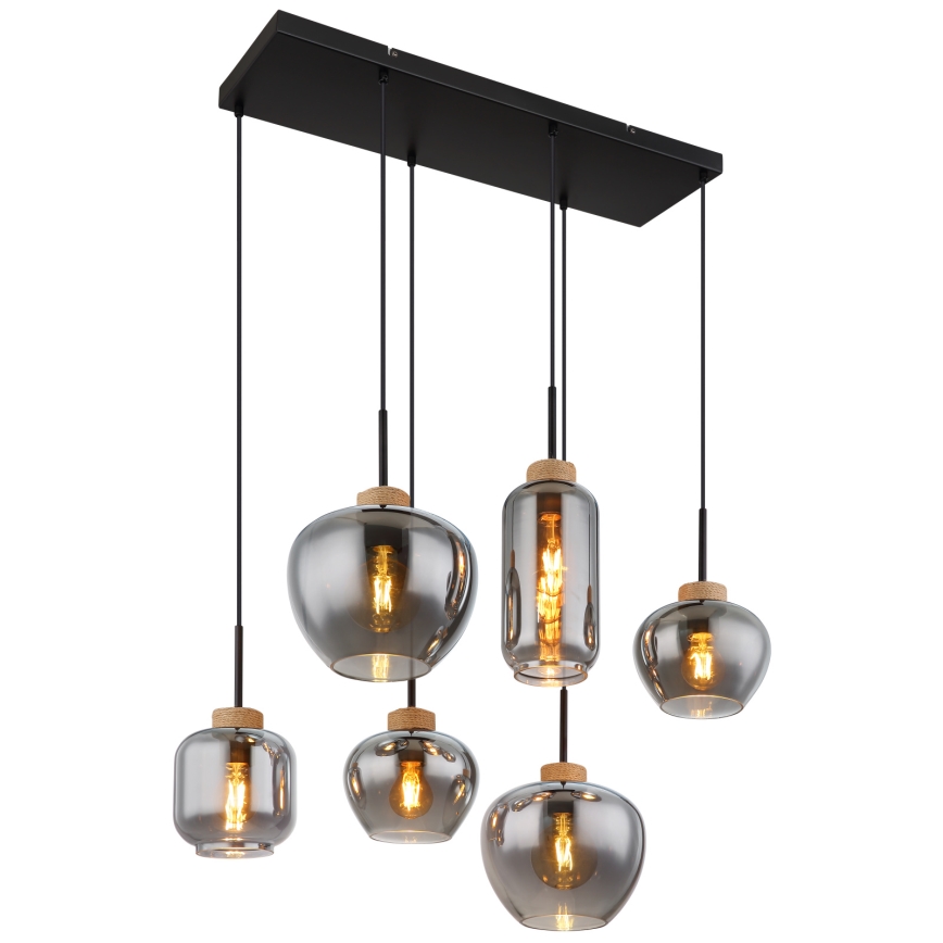 Globo - Candelabru suspendat pe cablu 6xE27/40W/230V negru