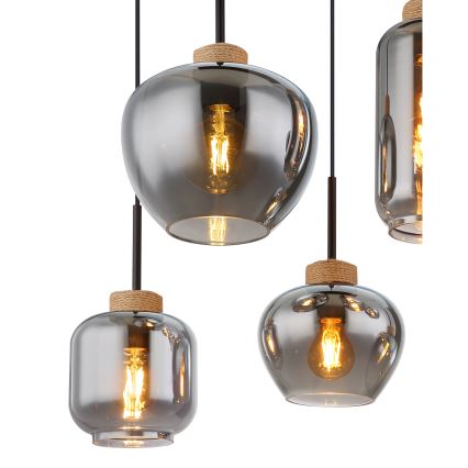 Globo - Candelabru suspendat pe cablu 6xE27/40W/230V negru